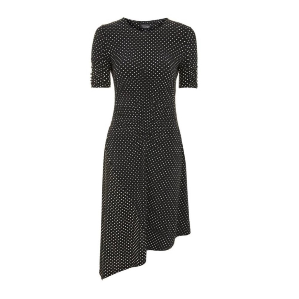 Like new Topshop asymmetrical polka dot midi dress. Size US 4.